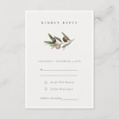 Rustische minimale olijftak Foliage Wedding RSVP Informatiekaartje (Voorkant)