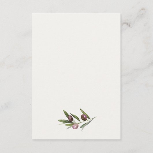 Rustische minimale olijftak Foliage Wedding RSVP Informatiekaartje (Achterkant)
