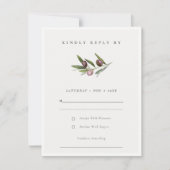 Rustische minimale olijftak Foliage Wedding RSVP Kaartje (Voorkant)