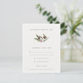 Rustische minimale olijftak Foliage Wedding RSVP Kaartje (Staand voorkant)