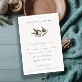 Rustische minimale olijftak Foliage Wedding RSVP Kaartje