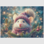 Rustische Muis in Winterhoedje Decoupage Tissuepapier (Voorkant)