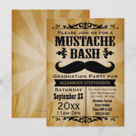 Rustische  Mustache Bash Graduation Party Kaart