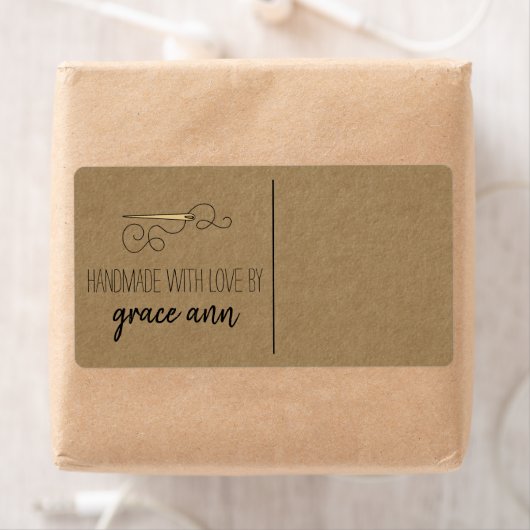 Rustische naai | Aangepaste Needle Kraft-verzendin Etiket (Insitu)
