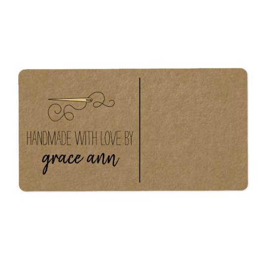 Rustische naai | Aangepaste Needle Kraft-verzendin Etiket (Voorkant)