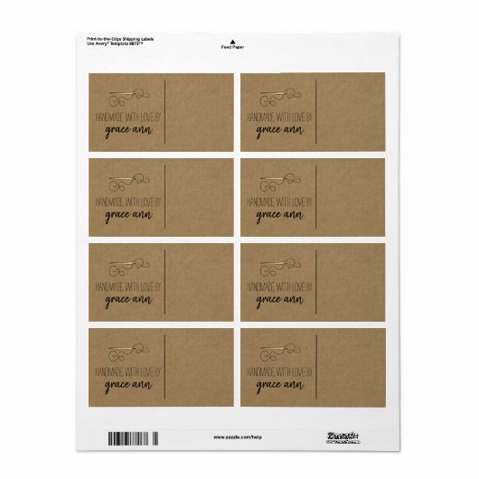 Rustische naai | Aangepaste Needle Kraft-verzendin Etiket (Full Sheet)