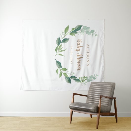 Rustische Natuur Greenery Baby shower Backdrop Wandkleed (In Situ (horizontaal))