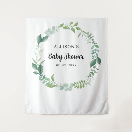 Rustische Natuur Greenery Baby shower Backdrop Wandkleed (Voorkant)