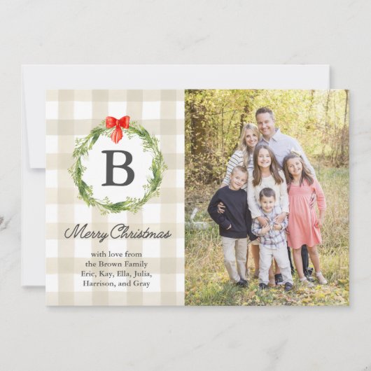 Rustische, natuurlijke kerstfotokaart kaart (Voorkant)