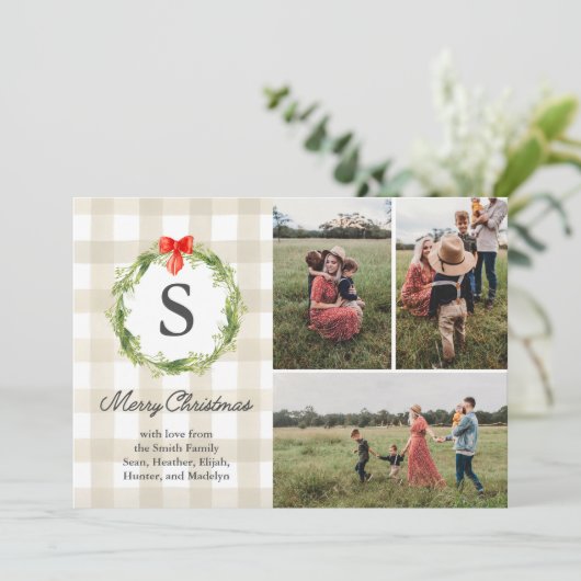 Rustische, natuurlijke kerstfotokaart kaart (Staand voorkant)