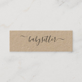 Rustische natuurlĳke lĳke lappendeken, Babysitter  Mini Visitekaartje