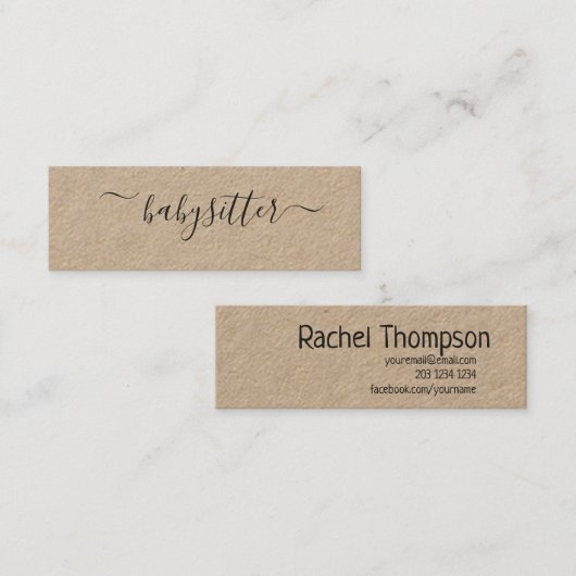 Rustische natuurlĳke lĳke lappendeken, Babysitter  Mini Visitekaartje (Voorkant / Achterkant)