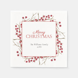 Rustische natuurrode kerst servet