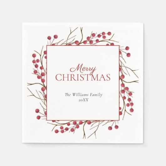 Rustische natuurrode kerst servet (Voorkant)