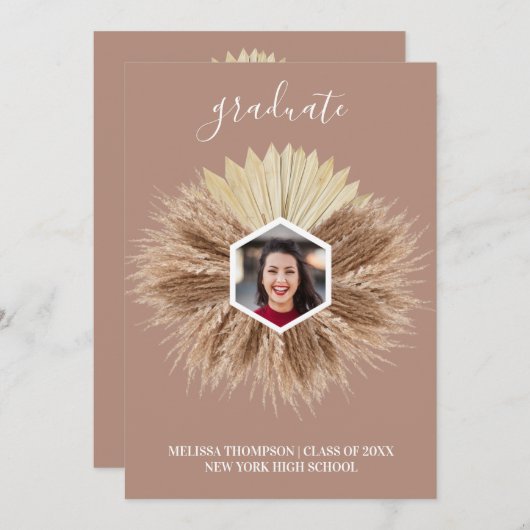 Rustische neutraal waskleuren Afstuderen Kaart (Voorkant / Achterkant)