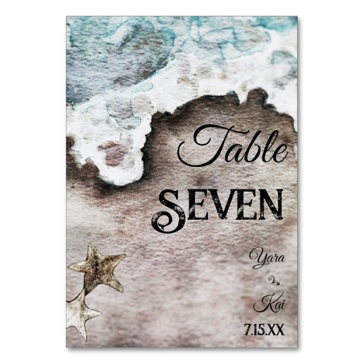 Rustische Oceaan | Beach Wedding Table Number Kaar Kaart (Voorkant)