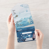 Rustische Oceaan Complete RSVP Weddenschap All In One Uitnodiging (Afscheurbaar)