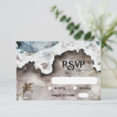Rustische Oceaan | Monogramantwoord "Beach Destina RSVP Kaartje (Staand voorkant)