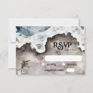 Rustische Oceaan Monogramantwoord "Beach Destina RSVP Kaartje