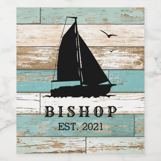 Rustische Oceaan Wijn Etiket (Enkel label)