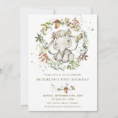 Rustische olifant Herfst Leafy Gender Neutral Birt Kaart (Voorkant)