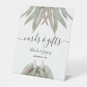 Rustische olifantenkaarten met eucalyptus Leaf Wed Reclamebord Met Voetstuk (Voorkant)