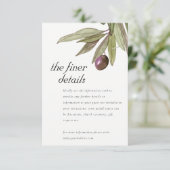 RUSTISCHE OLIJFOLIËLE WATERVERF AFBEELDINGSGEGEVEN INFORMATIEKAARTJE (Staand voorkant)