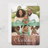 Rustische omloop | Holiday Photo Collage Card Feestdagenkaart (Voorkant)