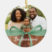 Rustische omloop | Kerstfeest met foto's Keramisch Ornament (Voorkant)