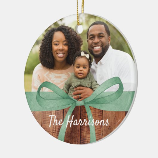 Rustische omloop | Kerstfeest met foto's Keramisch Ornament (Links)