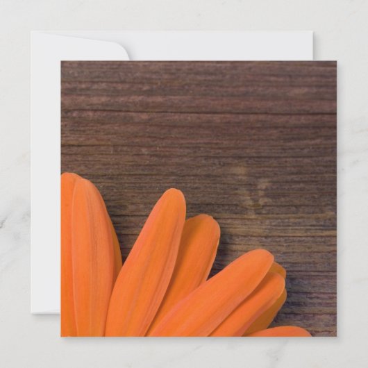 Rustische Oranje Daisy en Barn Wood Rehearsal Dinn Kaart (Achterkant)