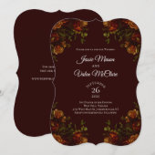 Rustische Oranje maroon Herfst Elegant Wedding Kaart (Voorkant / Achterkant)