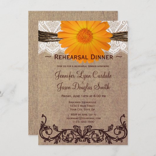 Rustische Oranje repetities Kaart (Voorkant / Achterkant)