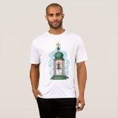 Rustische Orthodoxe Kerk Klokkentoren T-shirt (Voorkant volledig)
