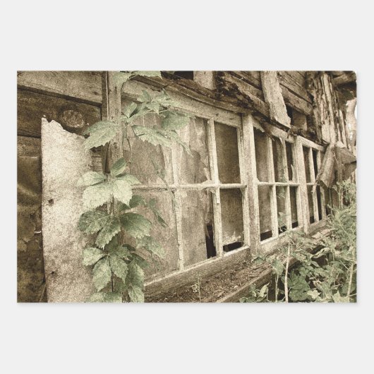 Rustische Oude Rood Band Vensters Inpakpapier Vel (Voorkant)