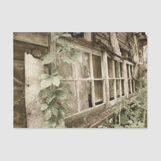 Rustische Oude Rood Band Vensters Tissuepapier (Voorkant)