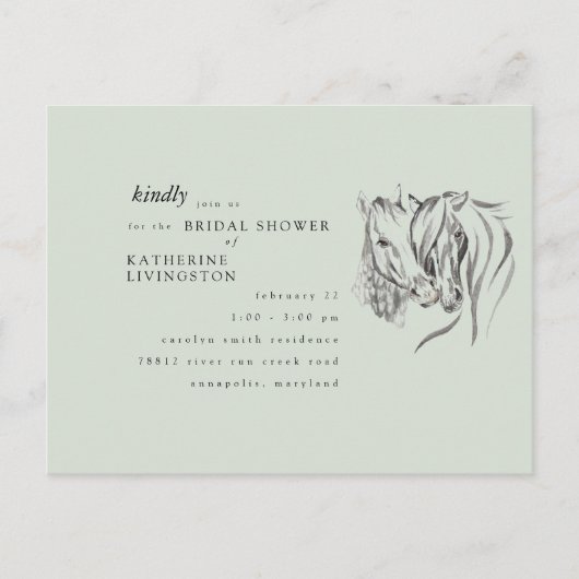 Rustische paarden Nuzzling Sage Vrijgezellenfeest Briefkaart (Voorkant)