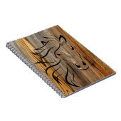 Rustische paarden op hout notitieboek (Rechterzijde)