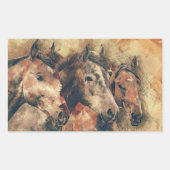 Rustische paarden Trio Rechthoekige Sticker (Voorkant)