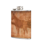 Rustische paardenschilderijen, paardenkunst voor p heupfles (Links)