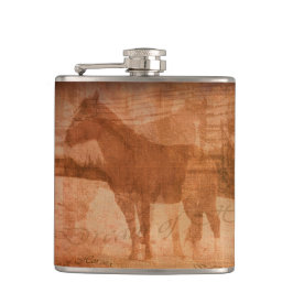 Rustische paardenschilderijen, paardenkunst voor p heupfles