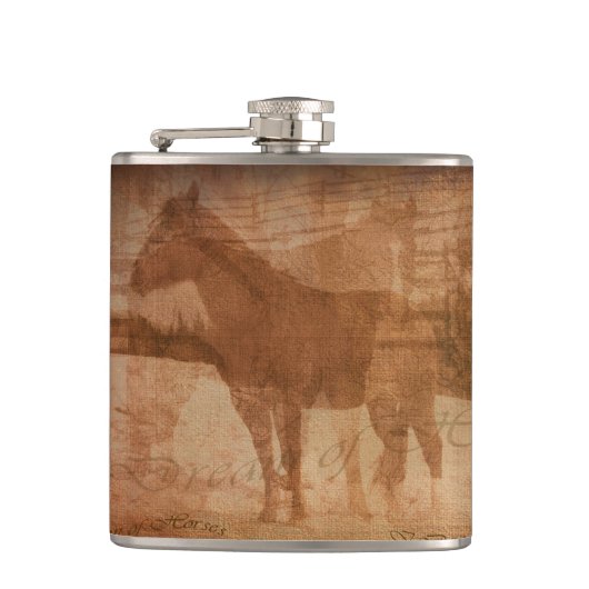 Rustische paardenschilderijen, paardenkunst voor p heupfles (Voorkant)