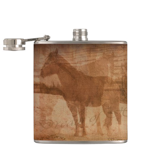 Rustische paardenschilderijen, paardenkunst voor p heupfles (Geopend)