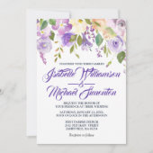 Rustische Paarse brute Floral Wedding Invitations Kaart (Voorkant)