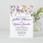 Rustische Paarse brute Floral Wedding Invitations Kaart (Staand voorkant)