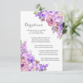 Rustische Paarse Floral Lila bruiloft Informatiekaartje (Staand voorkant)