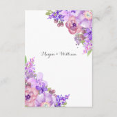 Rustische Paarse Floral Lila bruiloft Informatiekaartje (Achterkant)