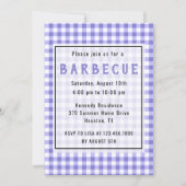 Rustische Paarse Gingham Farmhouse BBQ Party Kaart (Voorkant)