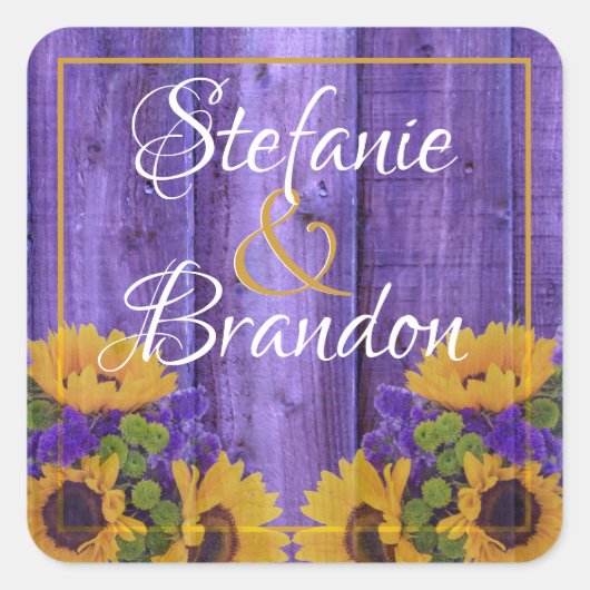 Rustische Paarse hek en zeedagen Vierkante Sticker (Voorkant)