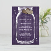 Rustische Paarse houten Mason Jar Wedding Invitati Kaart (Staand voorkant)